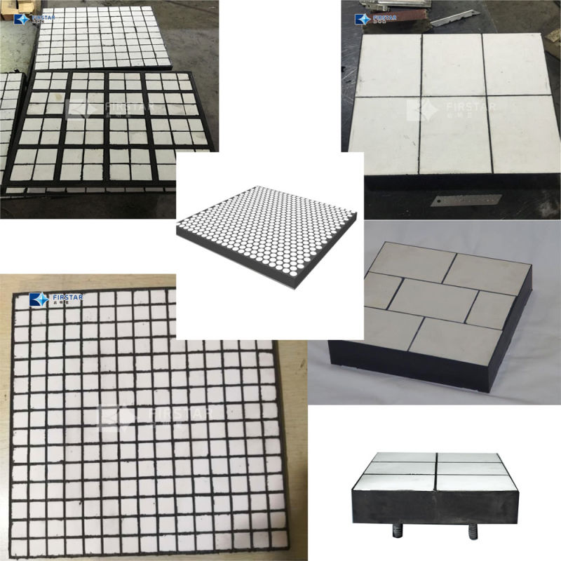 Wear Abrasion Resistant Rubber Backed Ceramic Hex Tile Mats