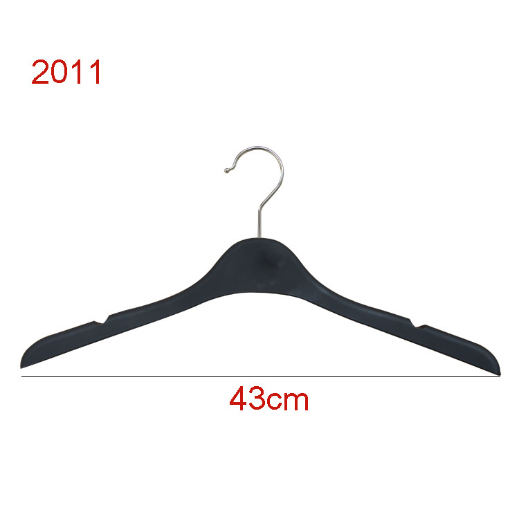 Luxury Thin Shoulder Plastic Black Rubber Coating Thin Coat Hanger