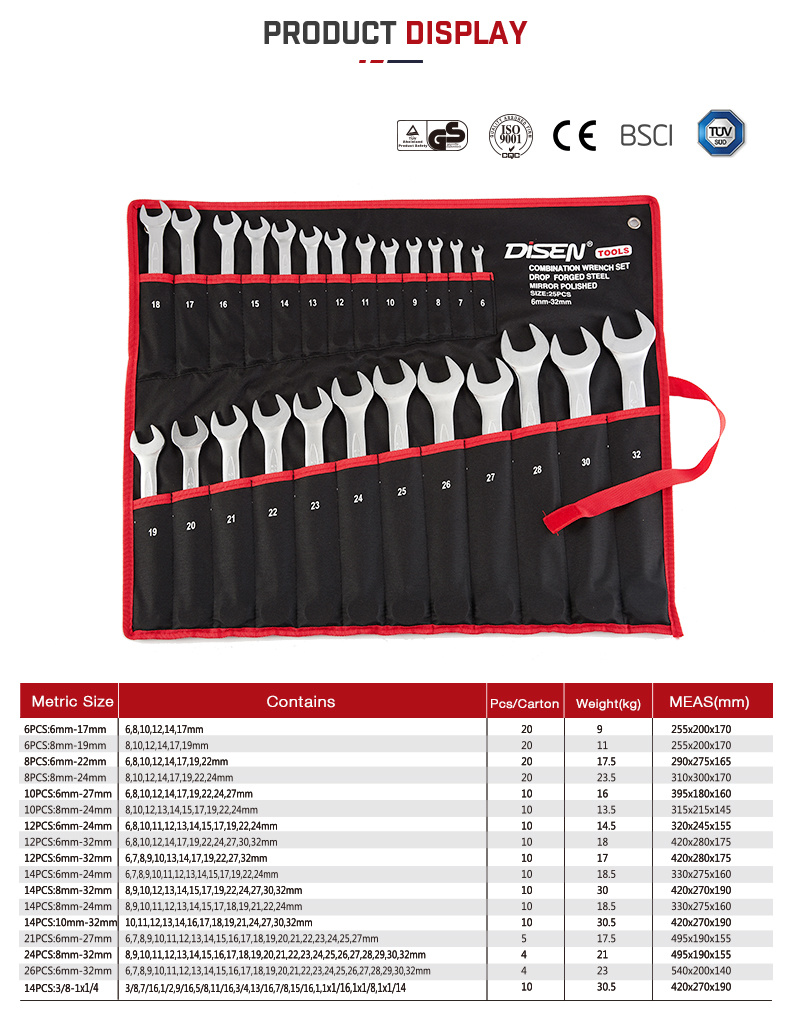 21PC (6-27) Chrome Combination Torque Socket Hand Tool Set