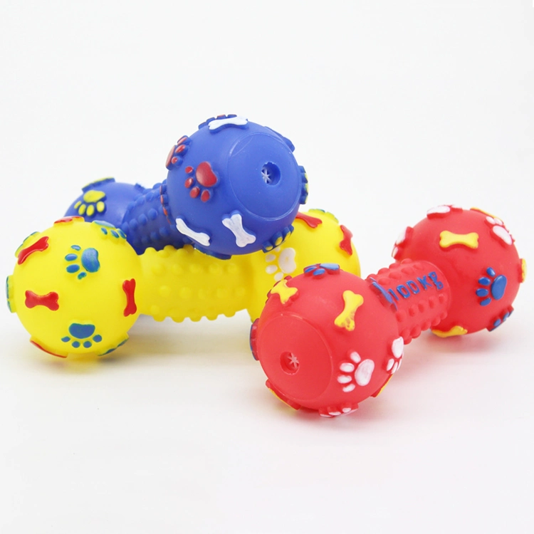 Luxury Pet Dog Toys Colorful Dumbbell Shaped Squeeze Cute Faux Bone Squeaky Dog Chew Toy