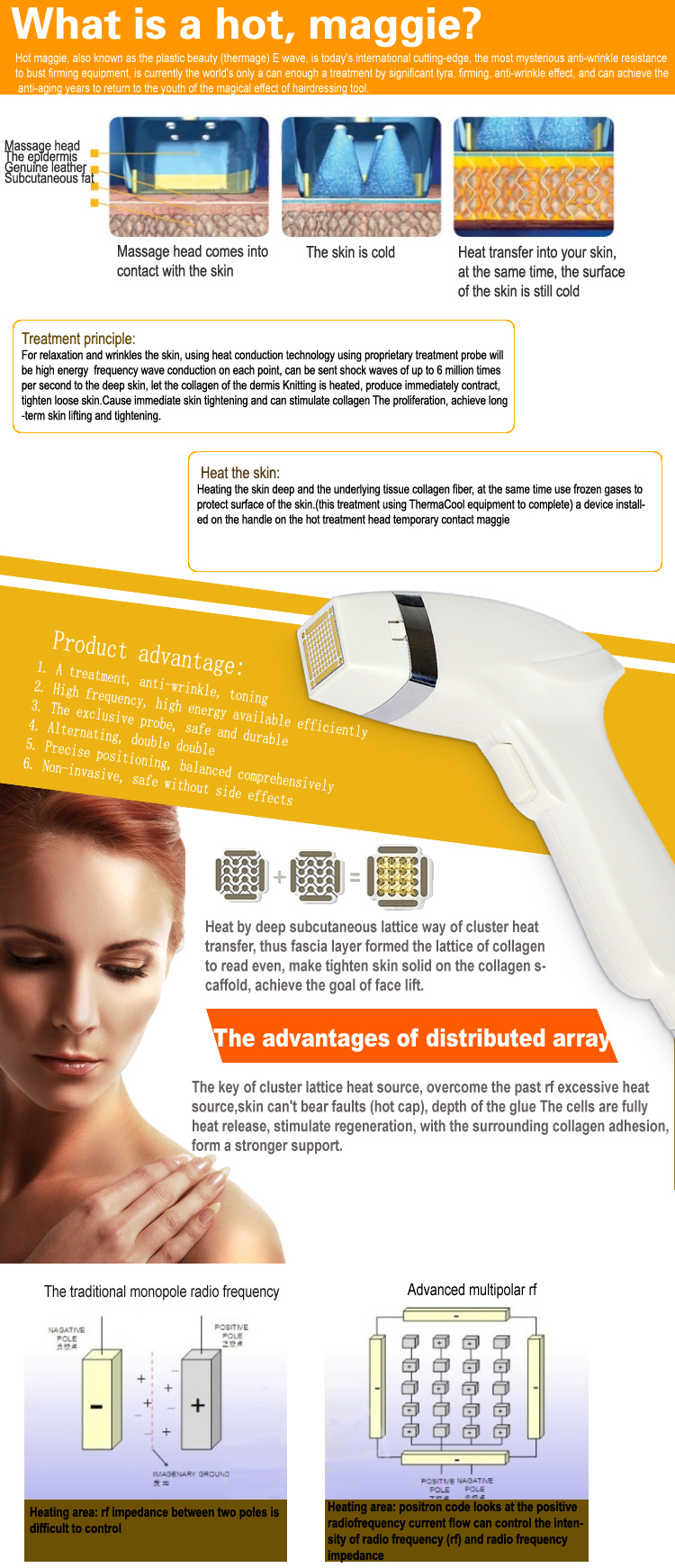 Skin Rejuvenation Fractional Microneedles RF Thermagic Machine for Face