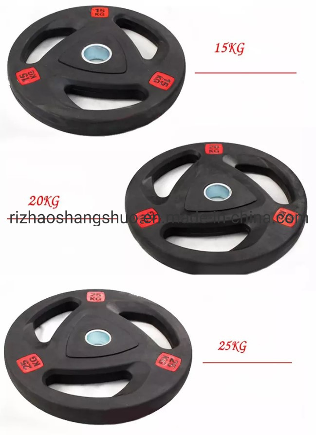 Three Handles Tri Grip Three Holes Black Rubber Weight Plate