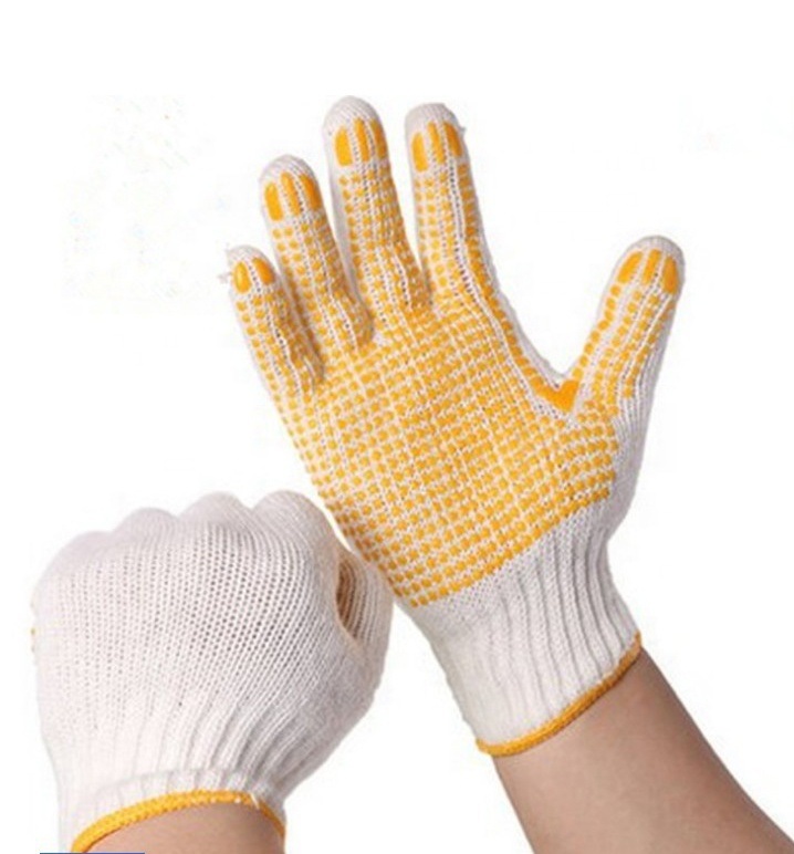 PVC Rubber DOT - Coated Cotton Hand Gloves Antifriction Working Glove