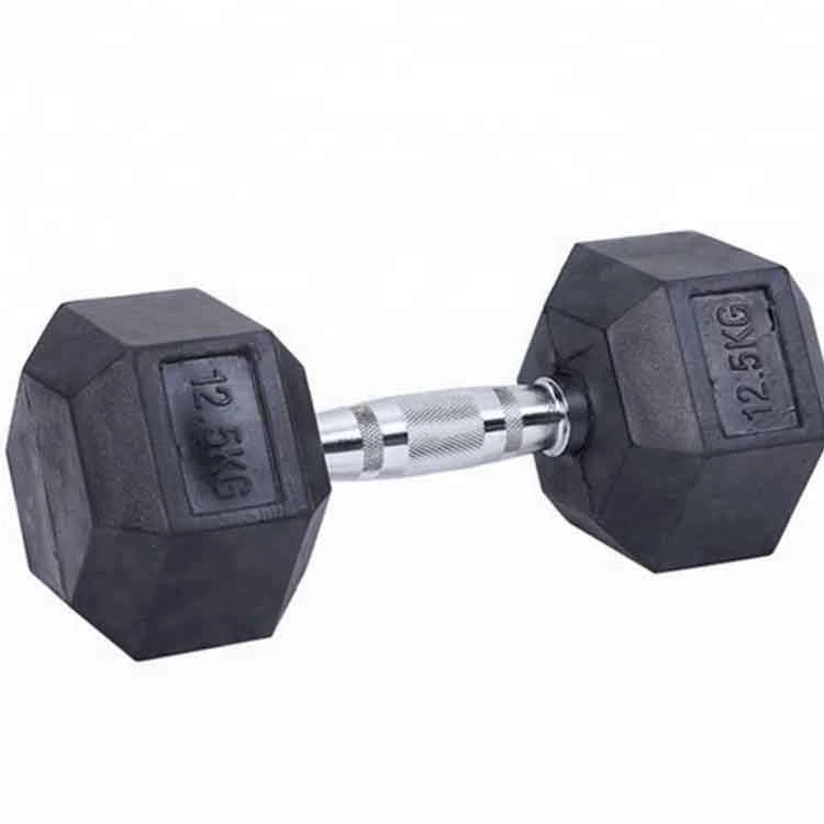 Gym Fitness Power Exercise Rubber Coated Cast Iron Hexagon Dumbbell for Sale