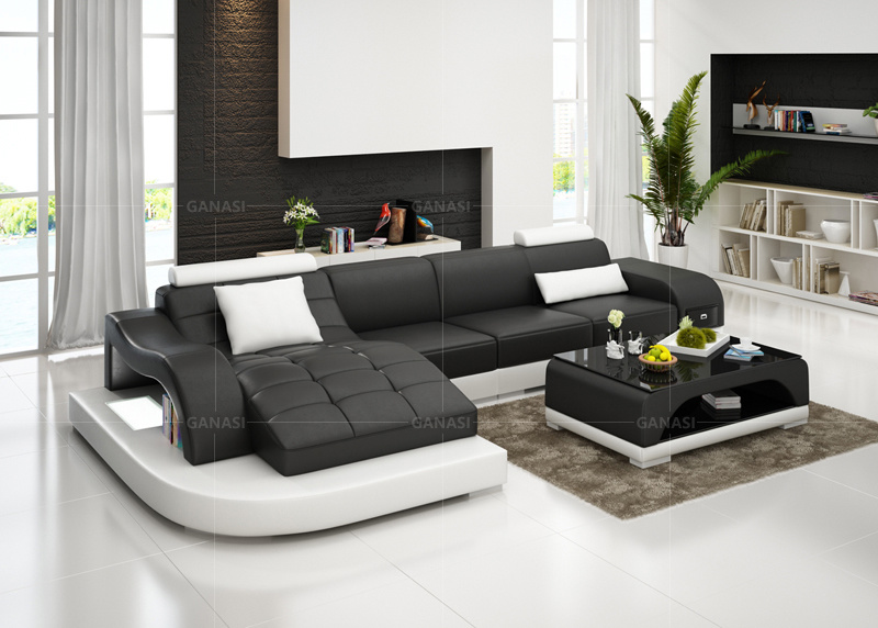 L Shape Chaise Draw-out Type Storage Function Sofa Set