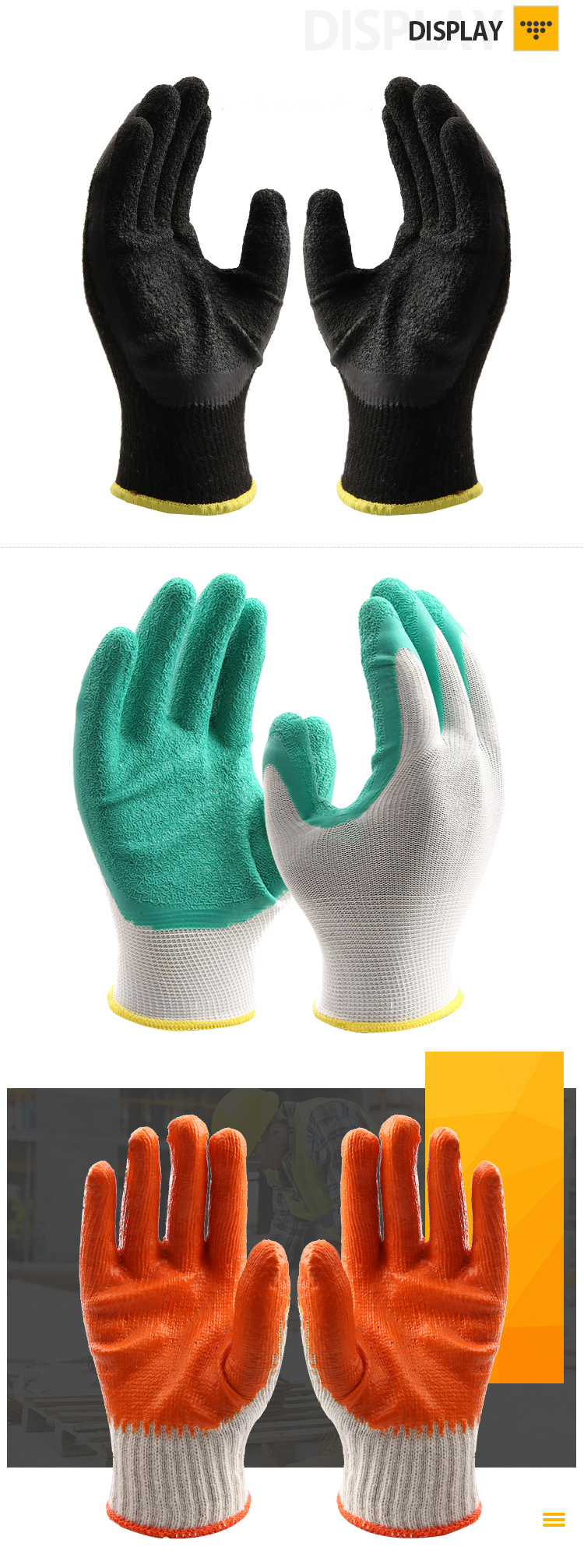 Rubber Coated Cotton Gloves for Safety Protection