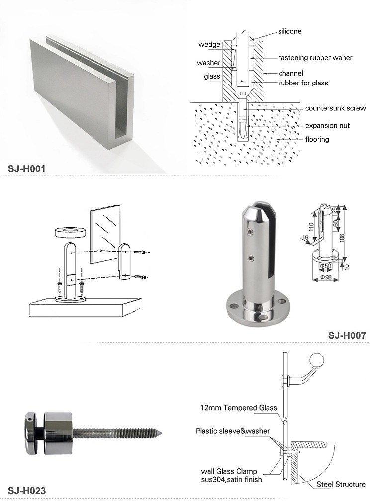 Frameless Glass Railing Accessories, Fixed Glass Nails, Glass Standoffs