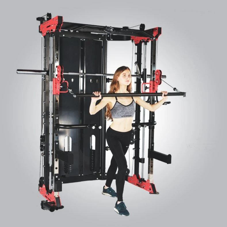 Fitness Linear Bearing Smith Machine with Weight Stack and Barbell