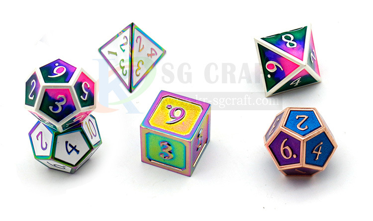 Hot Sale Enamel Tray 7PCS Towermetal Dice Set Enamel Game Dice