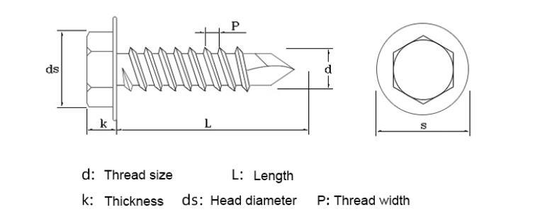 Hex Washer Heaf Self-Drilling Screw with Steel and Rubber Washer