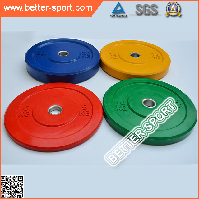 Olympic Fitness Weightlifting Rubber Bumper Plate, Barbell Plate for Crossfit