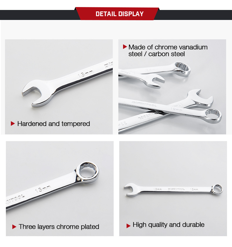 10PC Chrome Plastic Bag Combination Wrench Set