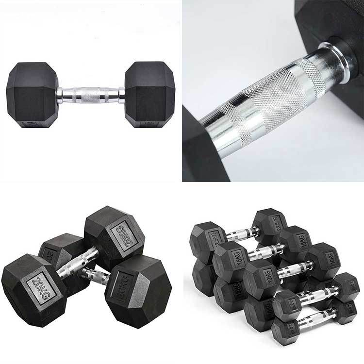 Black Rubber Coated Training Hex Dumbbells for on Line Business