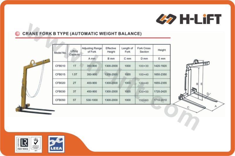 Automatic Weight Balance Lifting Crane Fork B Type