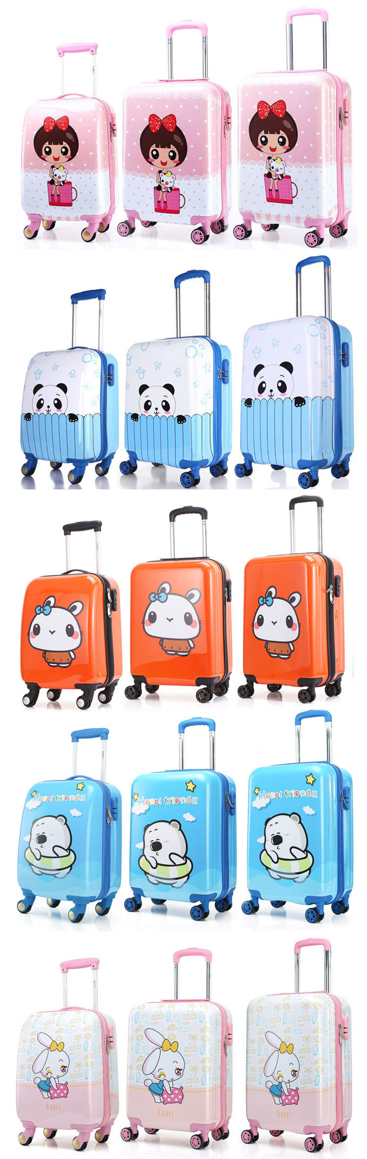 Kids Carry on Luggage Set Upright Hard Side Hard Shell Suitcase Travel Trolley