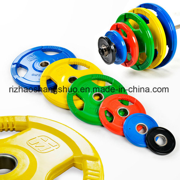 Three Holes Weight Lifting Rubber Coated Weight Plate