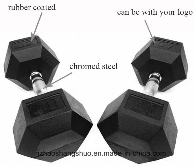 Colour Rubber Coated Hex Dumbbell