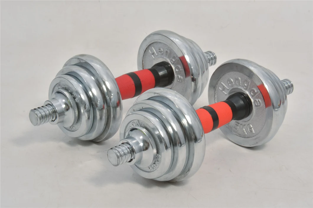 15kg Adjustable Chrome Dumbbell Set with Connecting Rod for Home Gym Fitness Equipment