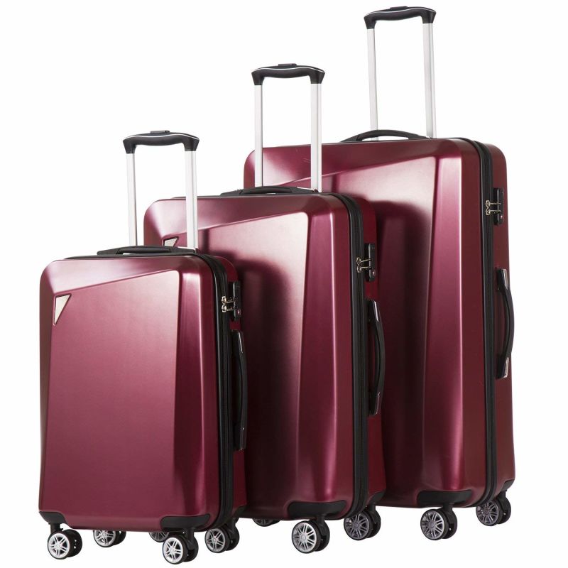 Push-Button Locking Luggage 3 Piece Sets PC+ABS Spinner Suitcase with Adjustable Telescoping