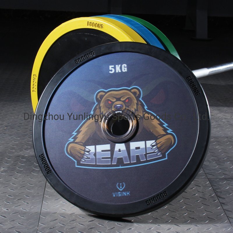 Barbell Plate with Paint Weightlifting Olympic Piece Rubber Weights for Barbell