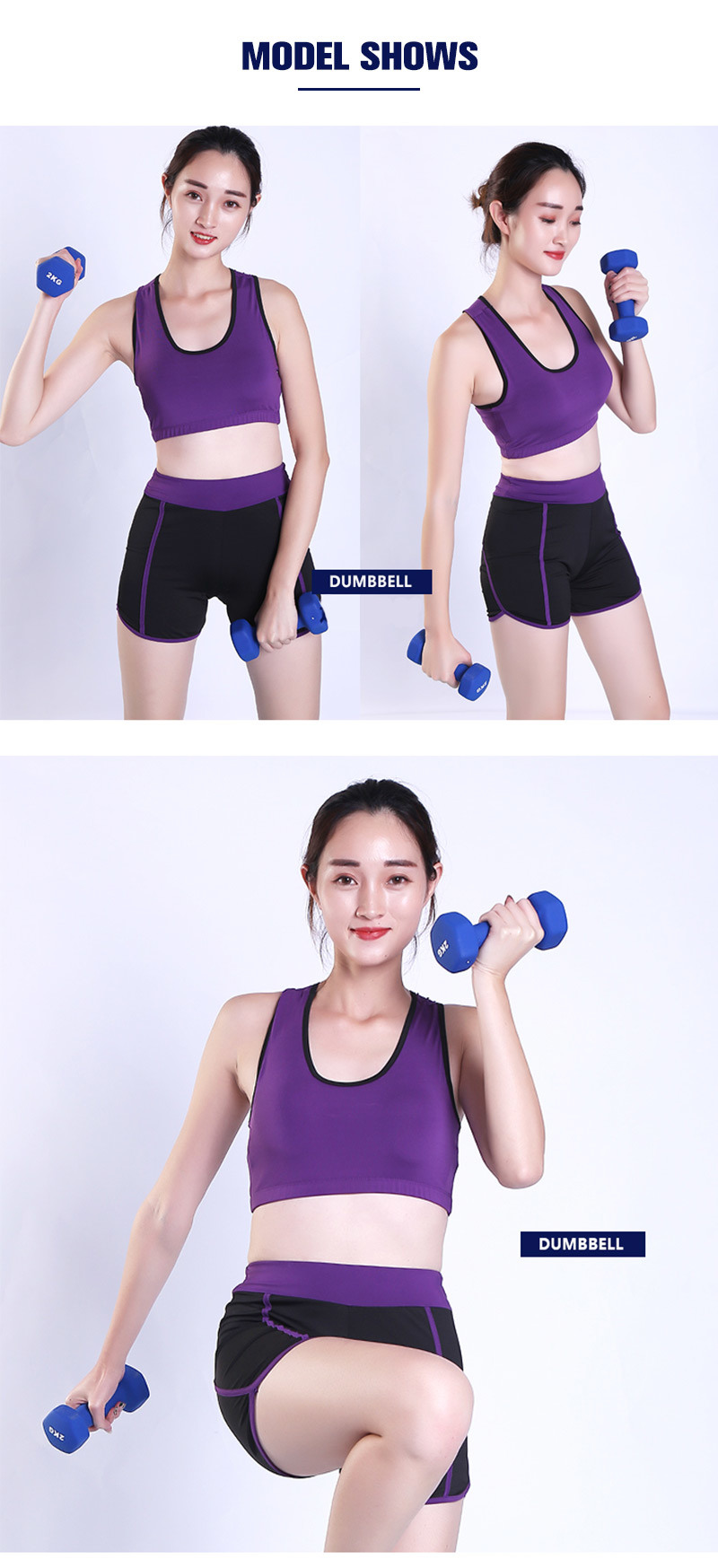 2021 New Style Weight Optional Female Rubber Cover Anti-Slip Dumbbell Barbell