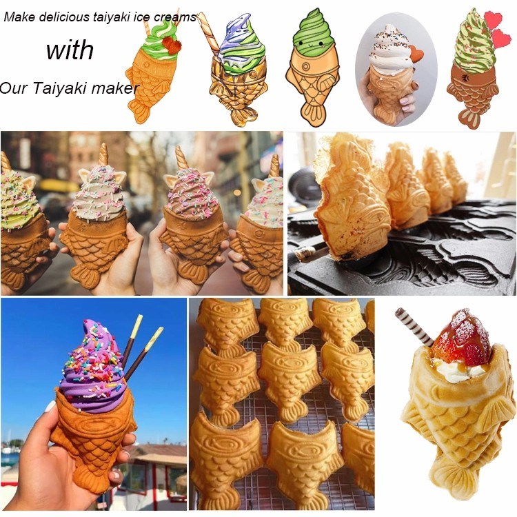 Kitchen Appliance Fish Ice Cream Cone Maker Taiyaki Waffle Maker Taiyaki Electric Maker