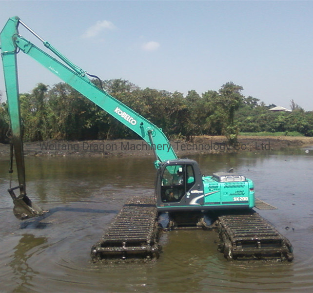Amphibious Floating Pontoon Excavator for Wetland Waterway