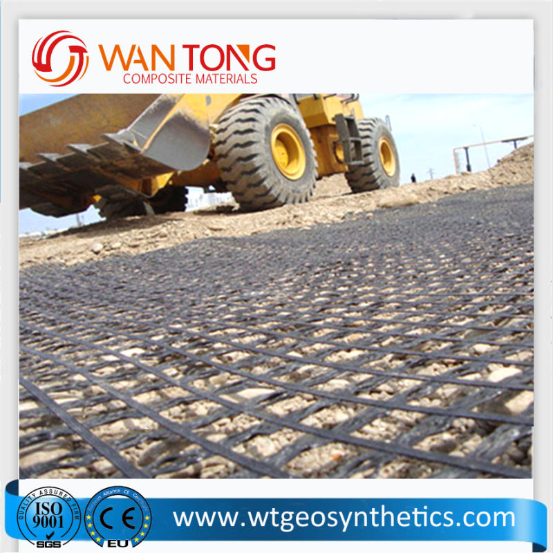 100kn/Stretch Welded/ Embankment Strengthen/Bitument Coated Polyester Geogrid