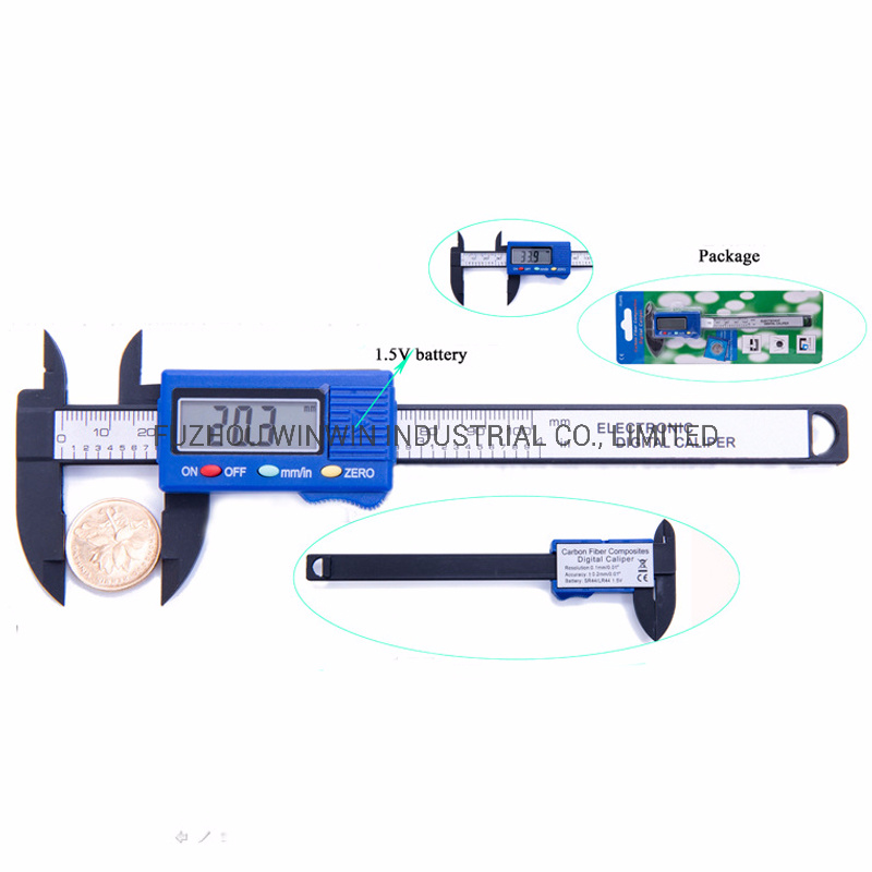 100mm X 0.1mm Plastic Digital Caliper Carbon Fiber Composite Electronic Digital Caliper (WW-03AH104A)