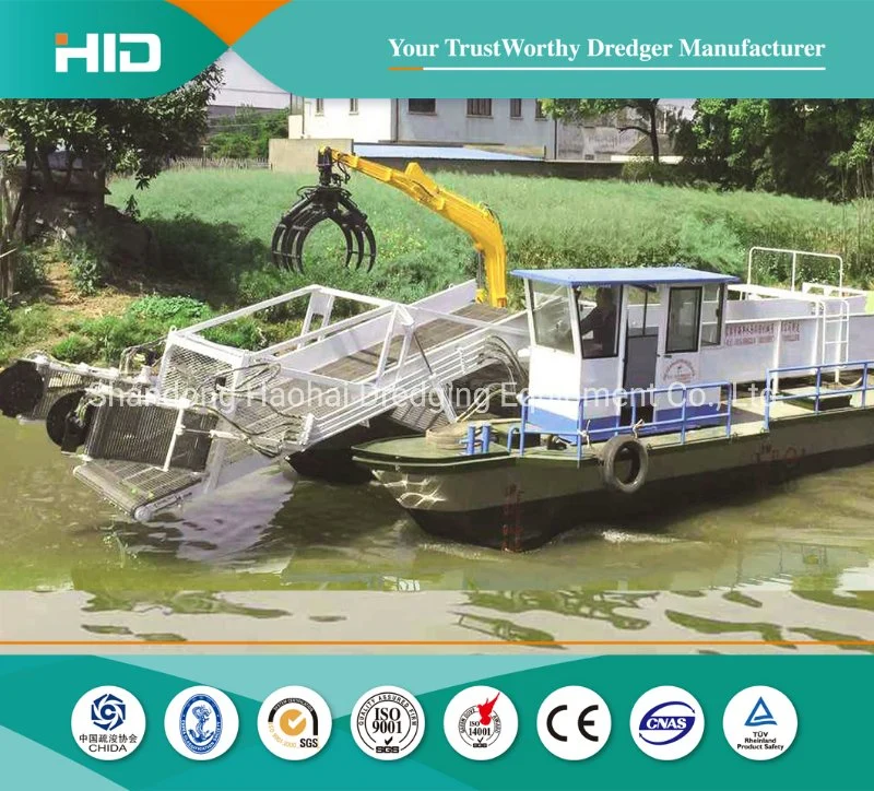 Full Automatic Aquatic Weed Cutting Ship/ River Cleaning Boat with Grab Hand