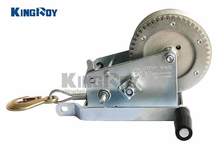 Kingroy 2000lbs Portable Wire Rope Pulling Winch Boat Trailer Winch Cable Pulling Winch