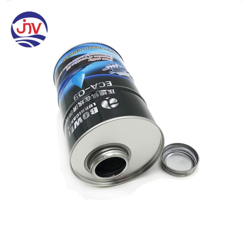1 Liter Tall Round Closed Top Engine Oil Tin Cans