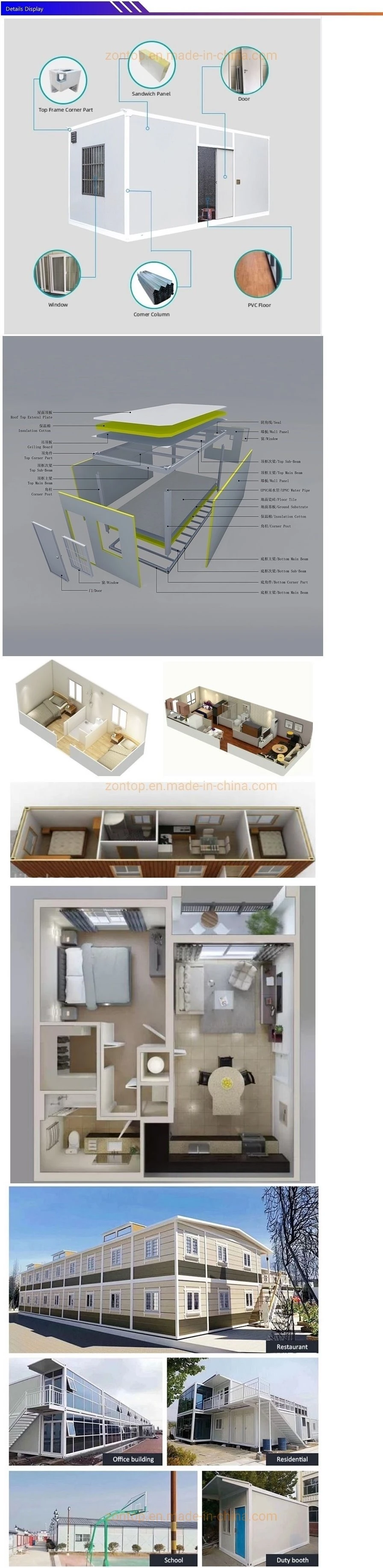 Insulated Fast Build House Container Design Prefab Container House for Construction Site