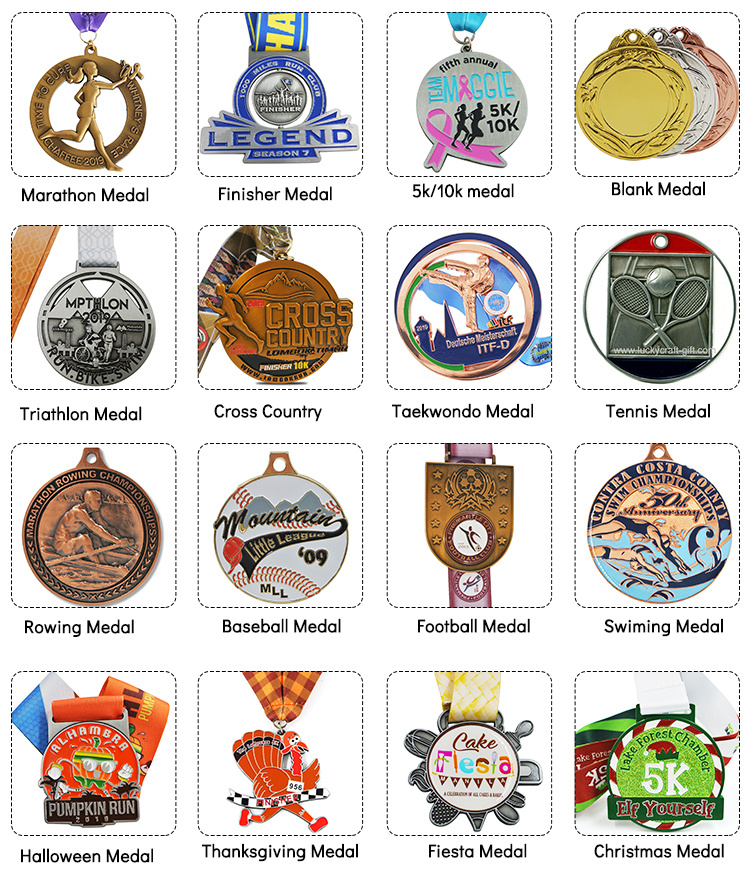 Custom Running Race Sport Metal Medals and Ribbons
