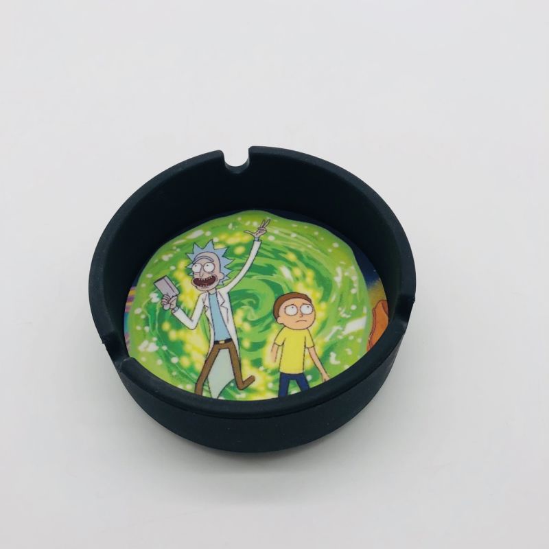 Reusable Printed Ashtray Muti-Color 3.3 Inch Round Eco-Friendly Unbreakable Silicone Ashtray