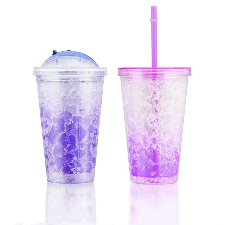 450ml 15oz Double Wall Plastic Gel Cool Ice Drinking Water Beer Summer Bottle Cup Mug