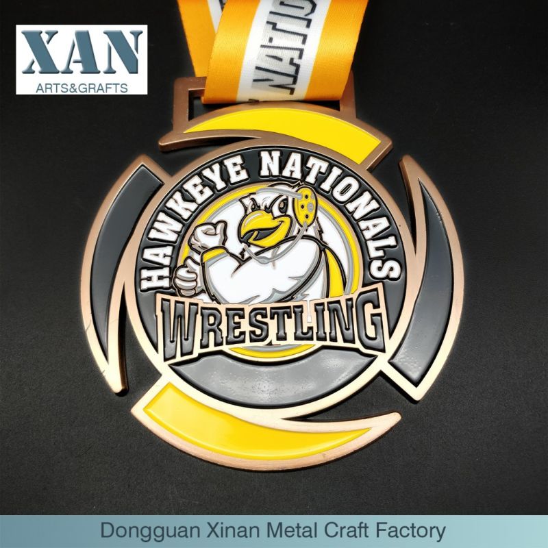 Swimming Competition Custom Metal Nickel-Plated Soft Enamel Champion Medal