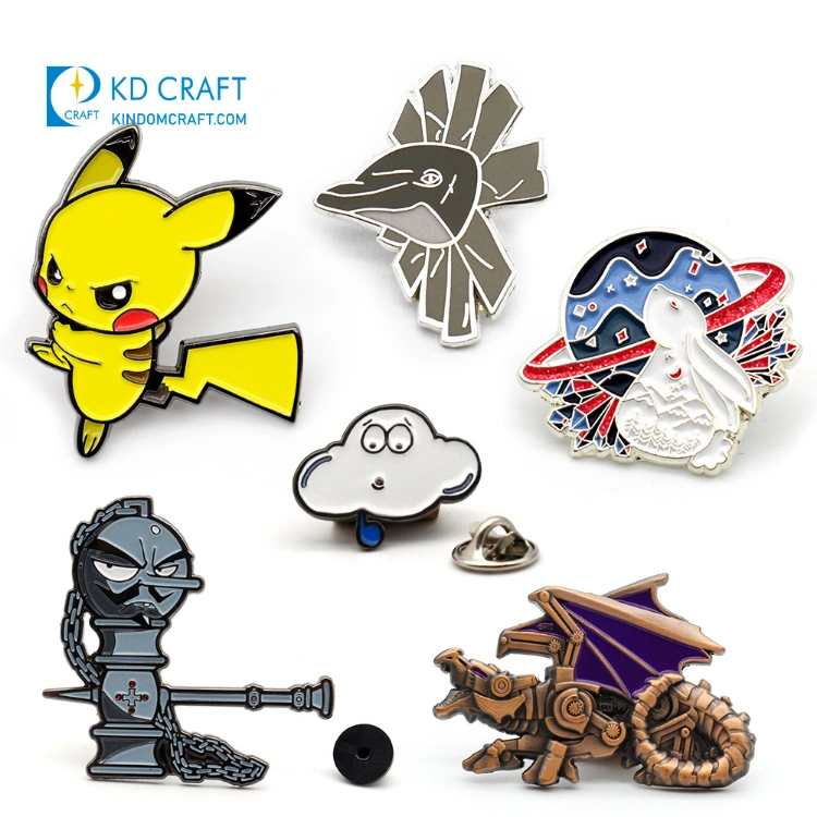 Personalised Custom Made Metal Crafts Brass Enamel Glitter Cartoon Insignia Suit Clothing Lapel Pin Badge