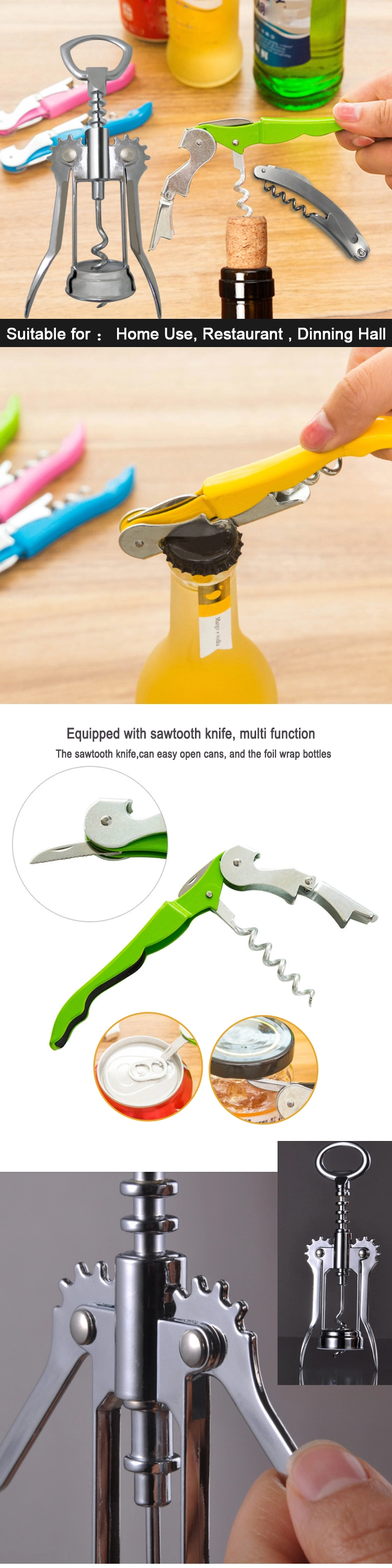 Factory Sales Eco-Friendly Feature Plastic Bottle Opener Wine Opener Corkscrew for Promotion