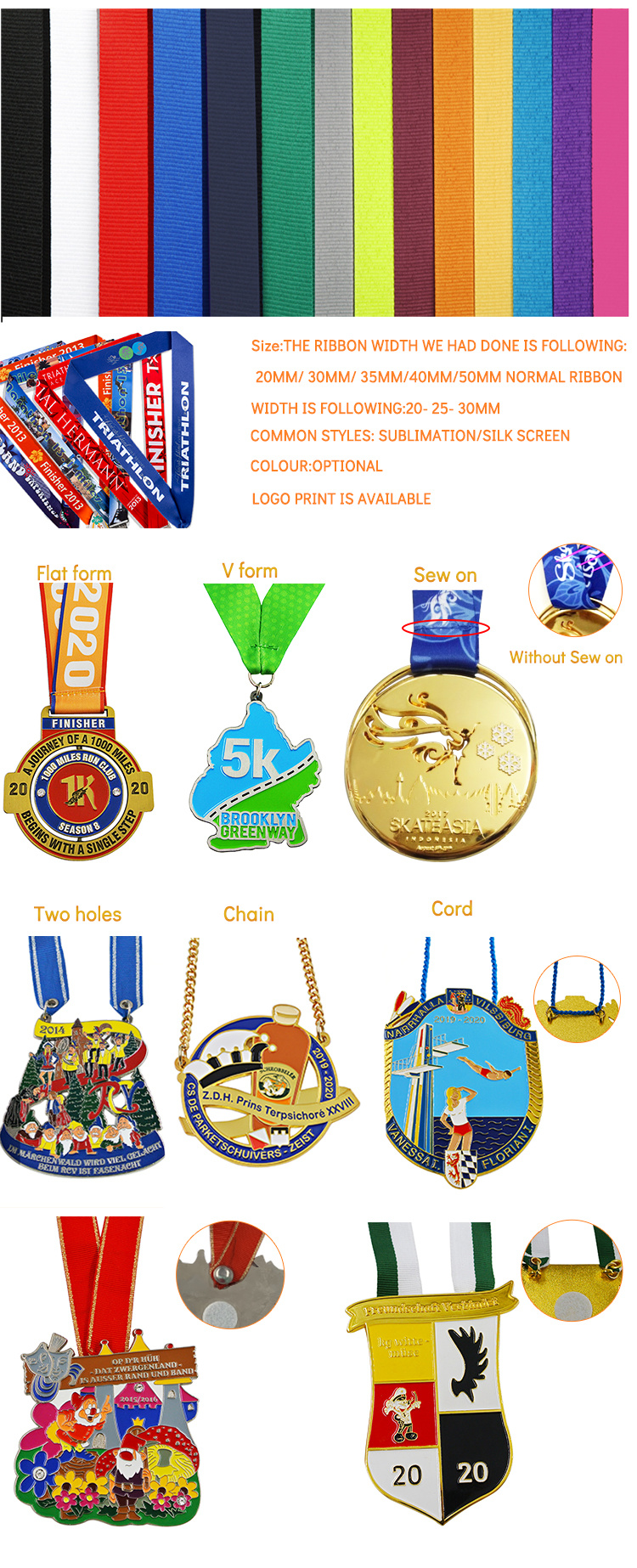 Custom Running Race Sport Metal Medals and Ribbons