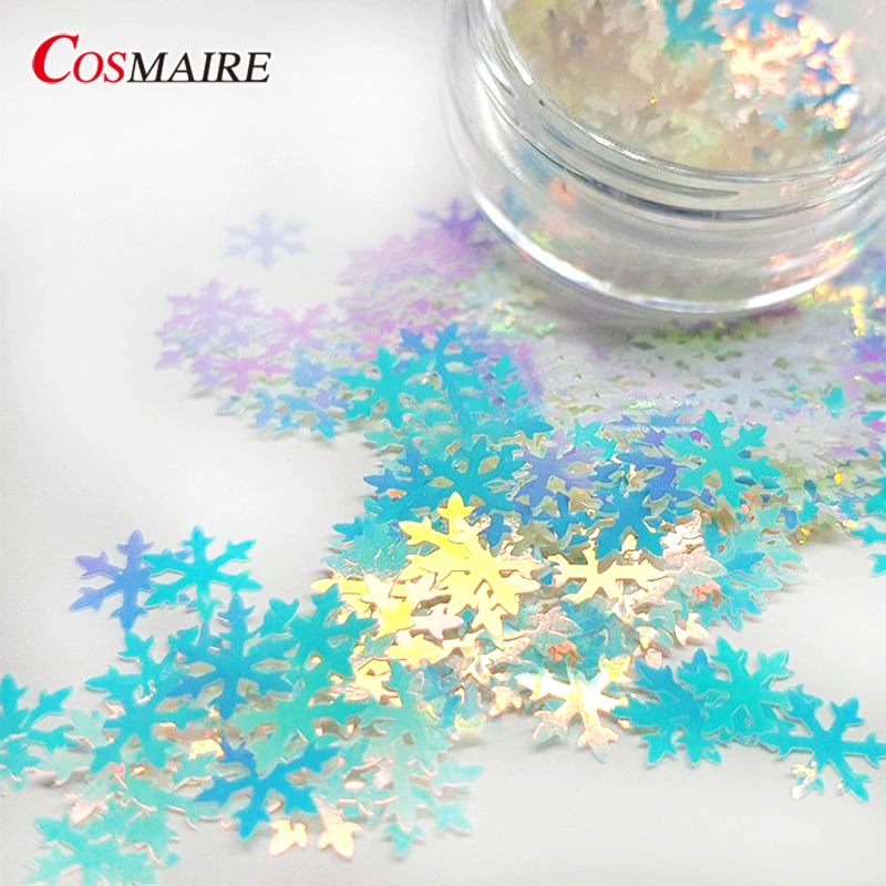 Iridescent White Snowflake Glitter, Holiday Christmas Glitter, Nail Art Glitter