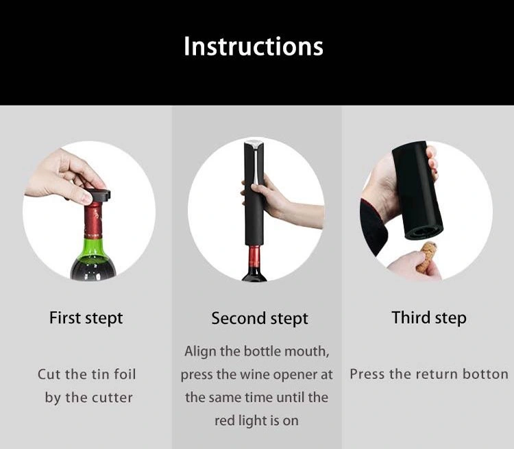 China Luckyman Wholesale Grape Wine Opener Automatic electric Wine Bottle Opener USB Recharge Corkscrew with Cable