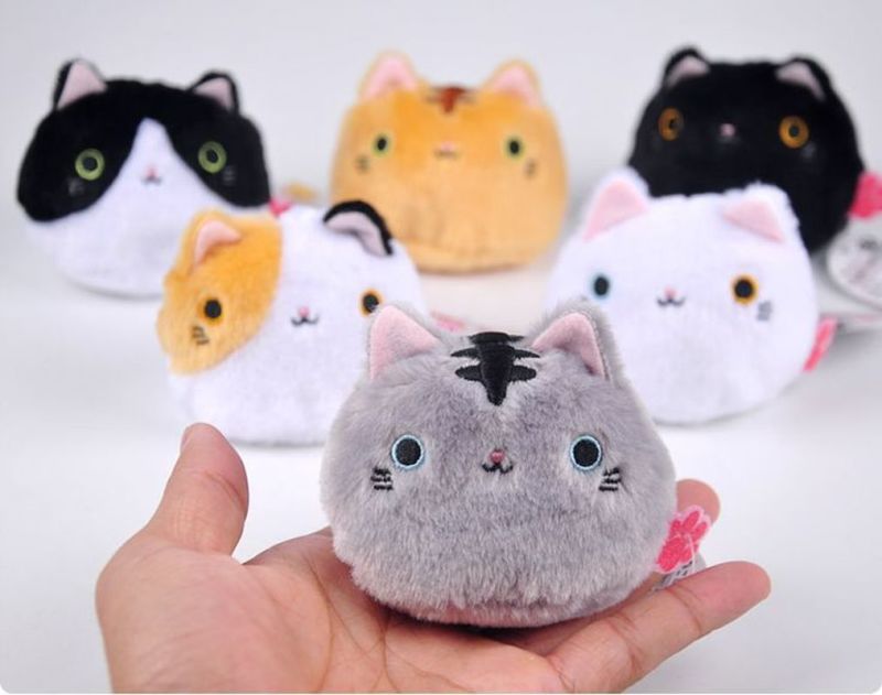 6colors Kawaii 8cm Soft Stuffed Plush Baby Toys Keychain Cat Gift