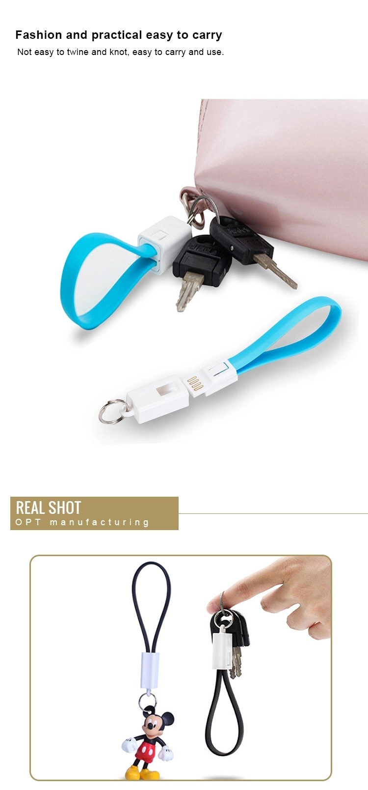 Wholesale Android Data Cable Micro USB Keychain Data Cable