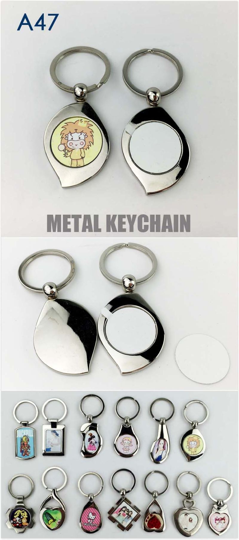 Sublimation Blank Customized Logo Metal Keychains A47