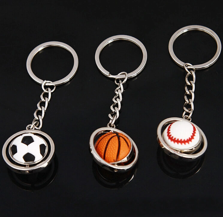Wholesales Cheap Blank Roating Golf Ball /Football/ Basketball Keychain