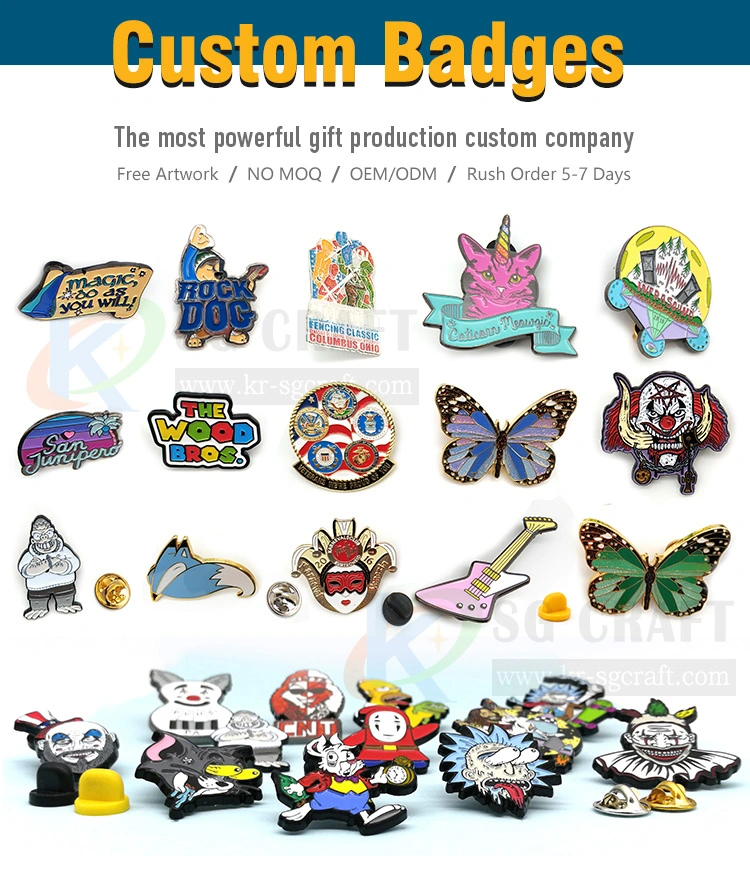 Cartoon Lapel Pin with Glitter Soft/Hard Enamel Pin Badge Custom Logo with Your Own Designs
