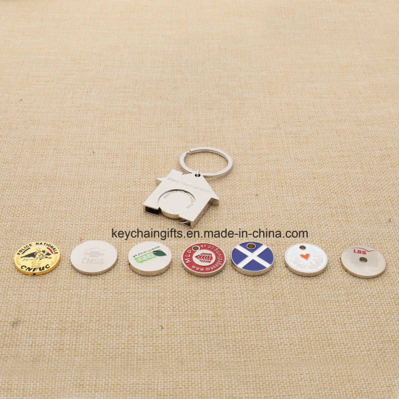 High Quality Customized House Trolley Coin Keychain