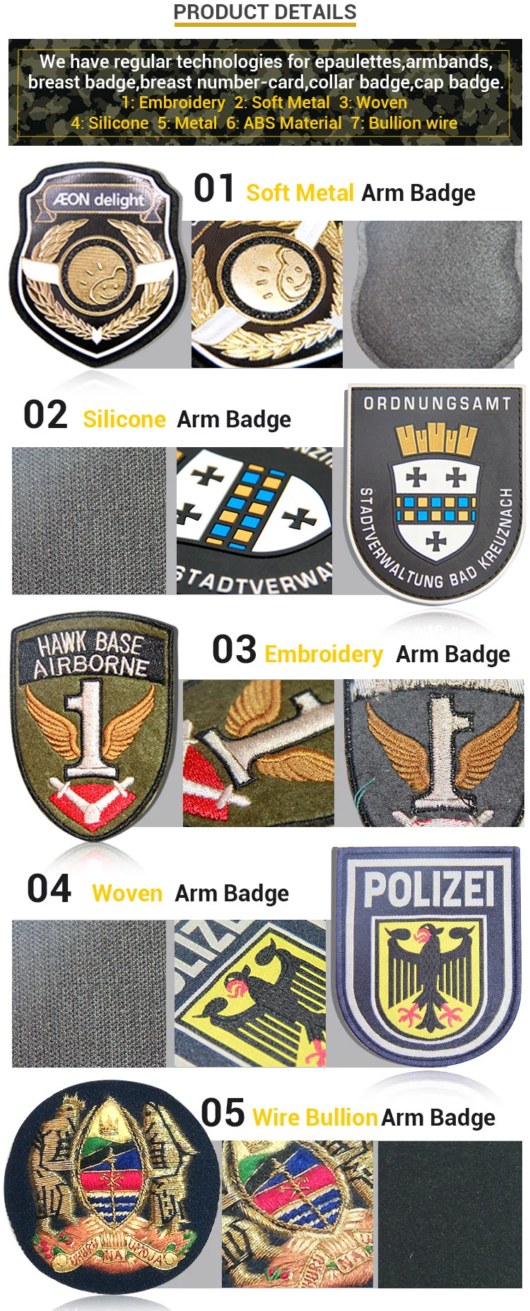 Fashion Soft PVC Military Custom Badge Army Patches