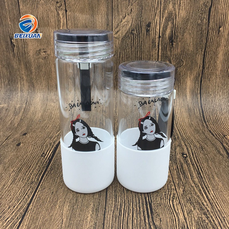 Wholesale Anti-Scalding Double Layer Cool High Borosilicate Glass Water Bottle for Gift Promotion